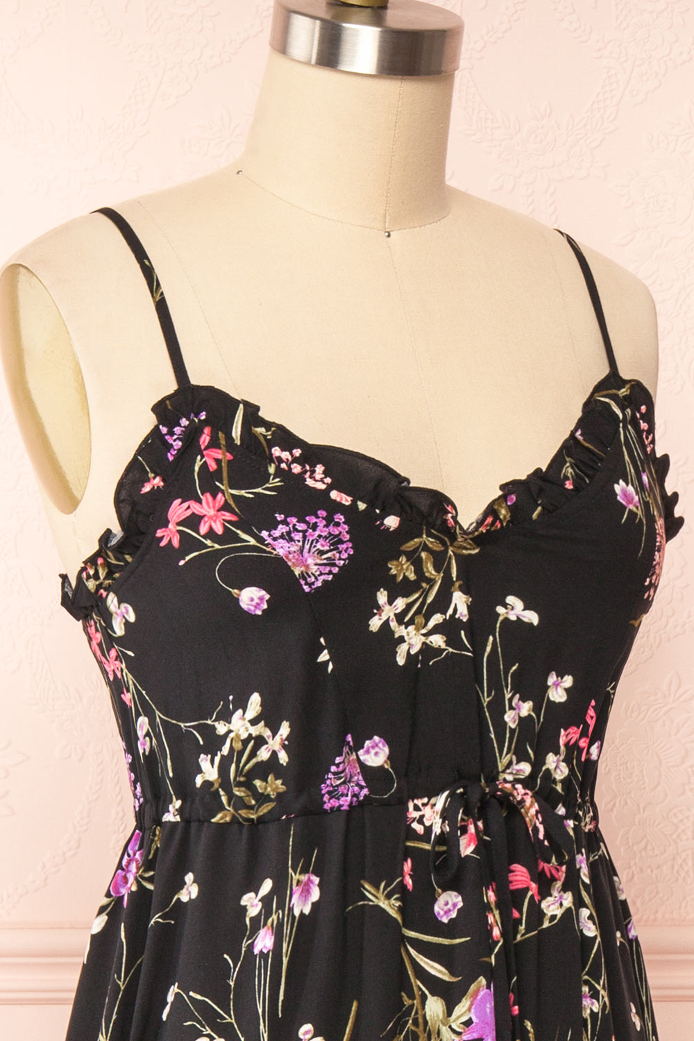 Piana Pink Short Floral Dress | Boutique 1861 side close up