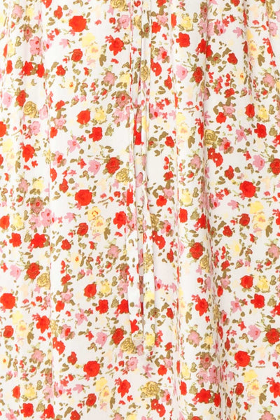 Piana Red Short Floral Dress | Boutique 1861 fabric