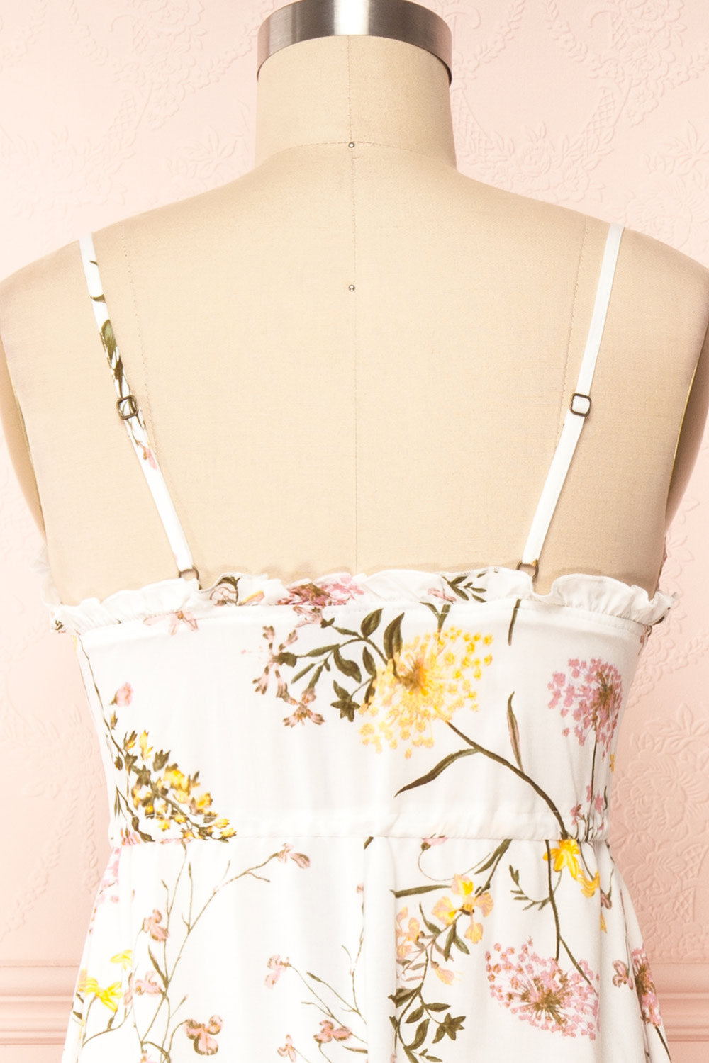 Piana White Short Floral Dress | Boutique 1861 back close up