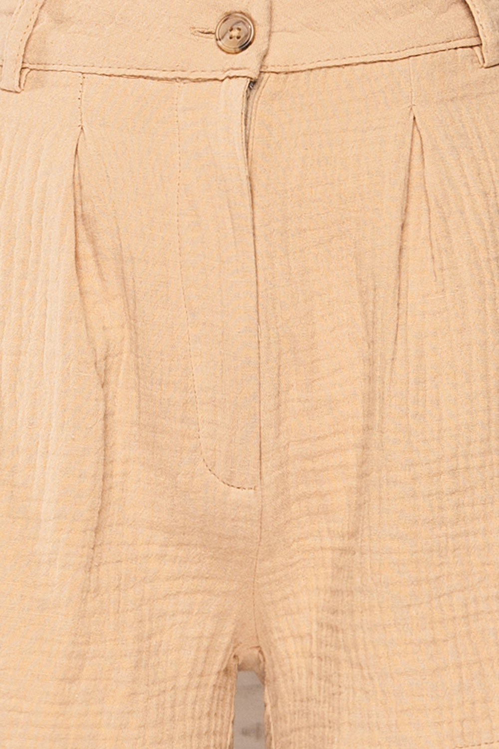 Piaski Beige Pleated Shorts | La petite garçonne fabric 