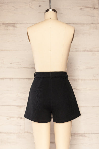 Piaski Black Pleated Shorts | La petite garçonne back view