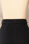 Piaski Black Pleated Shorts | La petite garçonne back close-up