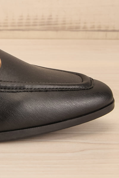 Picasso Black Pointed Faux-Leather Loafers | La petite garçonne side front close-up