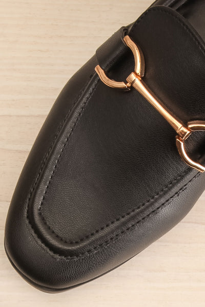 Picasso Black Pointed Faux-Leather Loafers | La petite garçonne flat close-up
