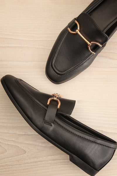 Picasso Black Pointed Faux-Leather Loafers | La petite garçonne flat view