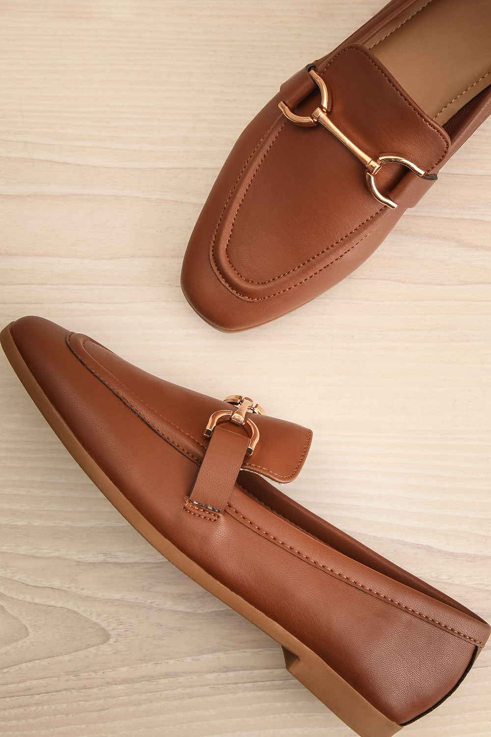 Picasso Brown Pointed Faux-Leather Loafers | La petite garçonne flat view
