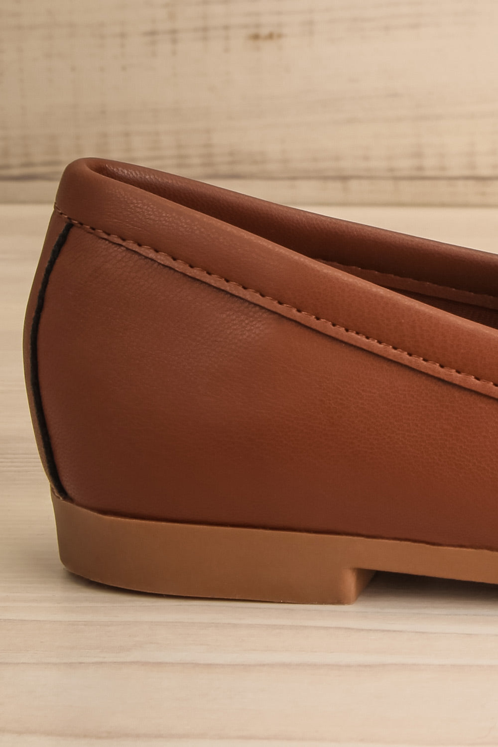 Picasso Brown Pointed Faux-Leather Loafers | La petite garçonne side back close-up
