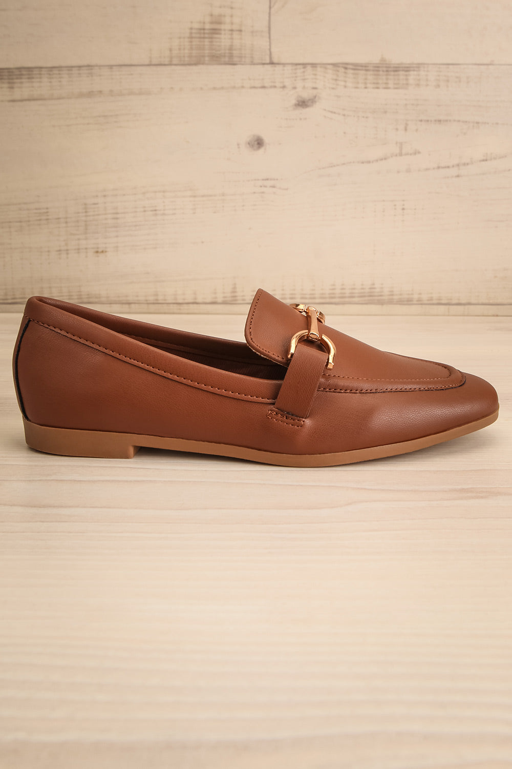 Picasso Brown Pointed Faux-Leather Loafers | La petite garçonne side view
