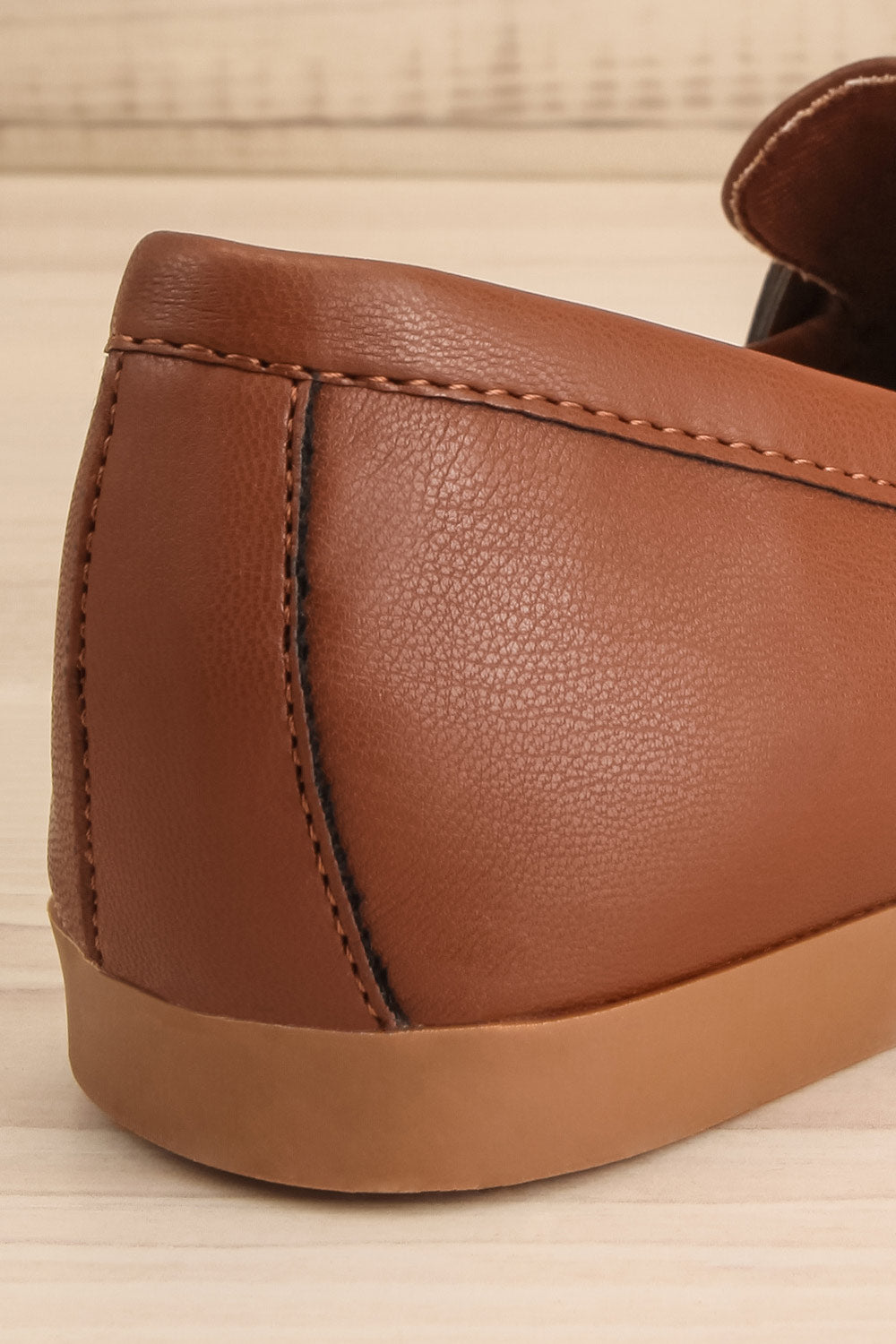 Picasso Brown Pointed Faux-Leather Loafers | La petite garçonne back close-up