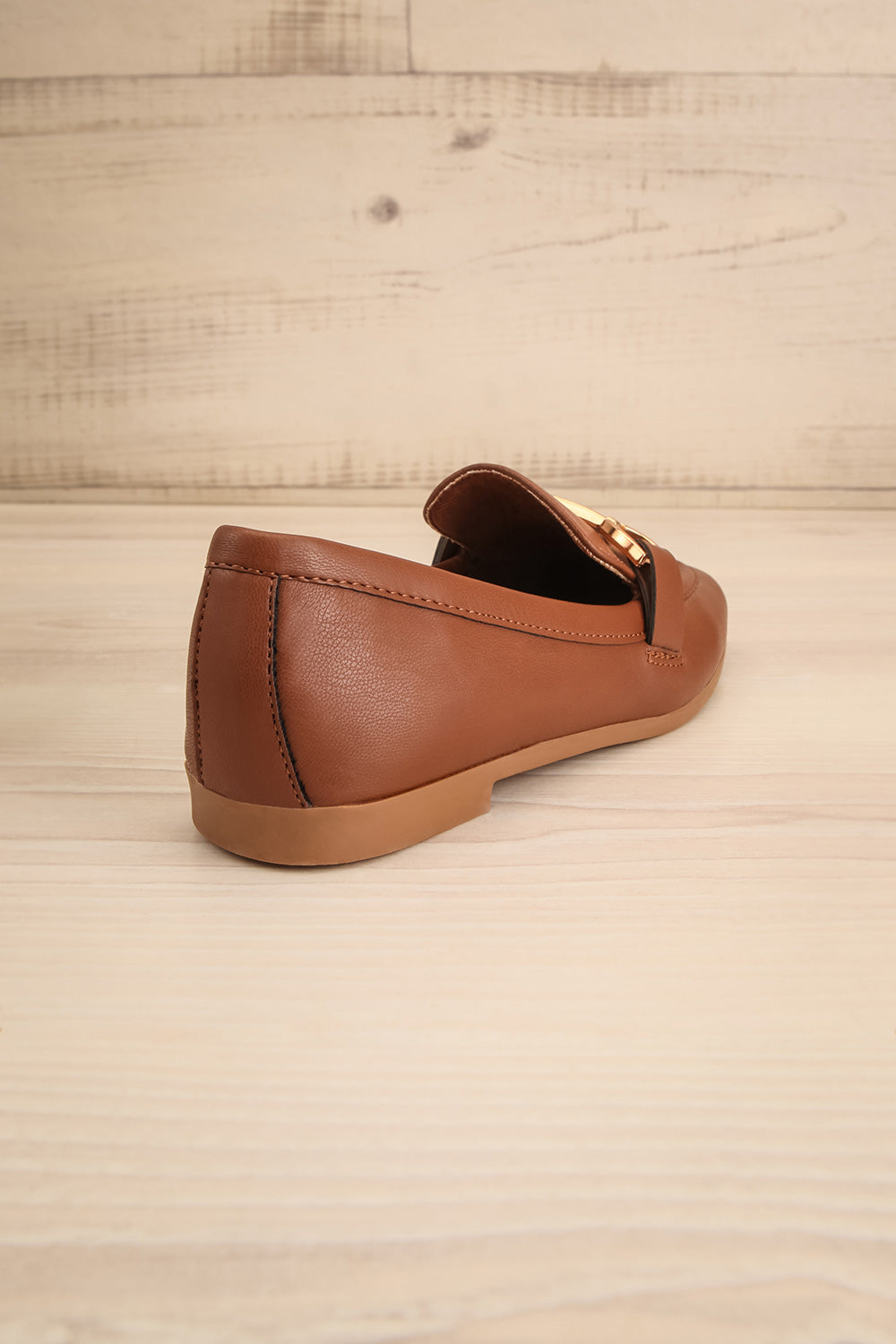 Picasso Brown Pointed Faux-Leather Loafers | La petite garçonne back view
