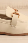 Picasso Ivory Pointed Faux-Leather Loafers | La petite garçonne side close-up