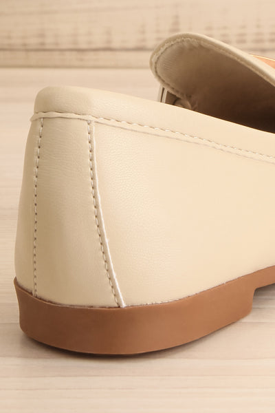 Picasso Ivory Pointed Faux-Leather Loafers | La petite garçonne back close-up