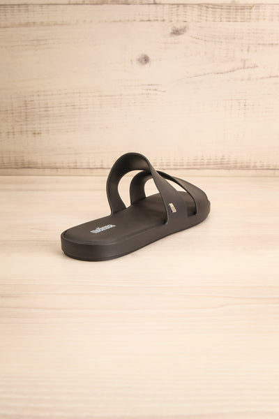 Pichincha Black Slip-On Sandals | La petite garçonne back view