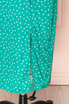 Pierette Green Patterned Maxi Dress w/ Slit | Boutique 1861 bottom