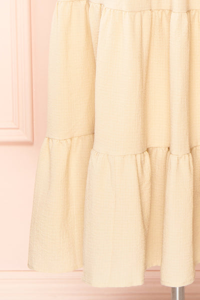 Pierra Beige Tiered Midi Dress w/ Half-Sleeves | Boutique 1861 bottom
