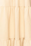 Pierra Beige Tiered Midi Dress w/ Half-Sleeves | Boutique 1861 fabric