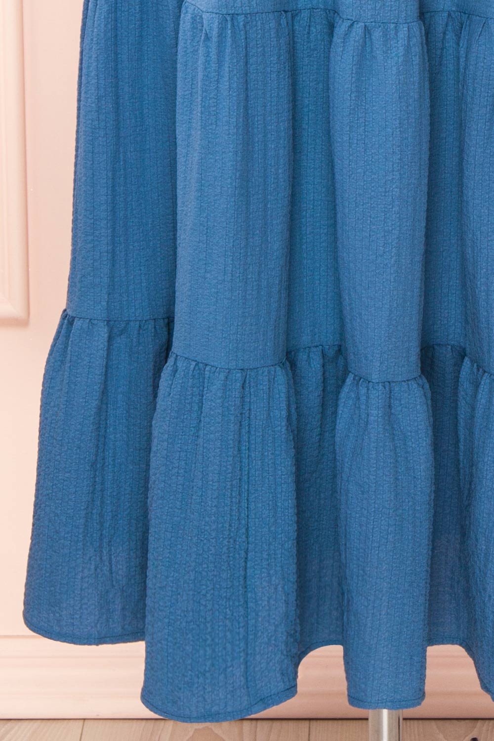 Pierra Blue Tiered Midi Dress w/ Half-Sleeves | Boutique 1861  bottom 