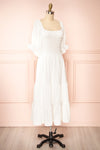 Pierra Ivory Tiered Midi Dress w/ Half-Sleeves | Boutique 1861  side view