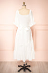 Pierra Ivory Tiered Midi Dress w/ Half-Sleeves | Boutique 1861  back view