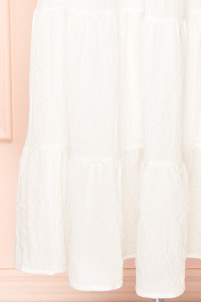 Pierra Ivory Tiered Midi Dress w/ Half-Sleeves | Boutique 1861  bottom