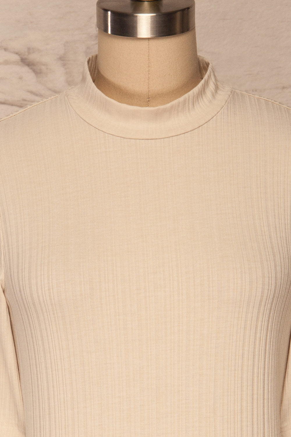 Pieszyce Cream White Mock Neck Top front close up | La petite garçonne