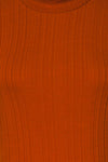Pieszyce Rust Orange Mock Neck Top fabric | La petite garçonne
