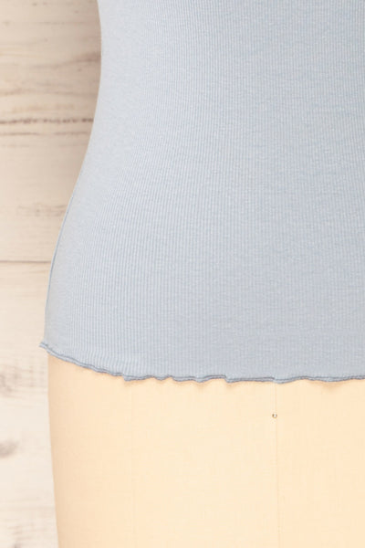 Pila Blue Ribbed Short Sleeve Top w/ Frills | La petite garçonne bottom