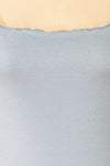 Pila Blue Ribbed Short Sleeve Top w/ Frills | La petite garçonne fabric