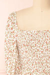 Pirkko White Long Sleeve Floral Short Dress | Boutique 1861 front close-up