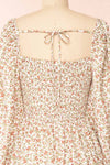 Pirkko White Long Sleeve Floral Short Dress | Boutique 1861  back close-up