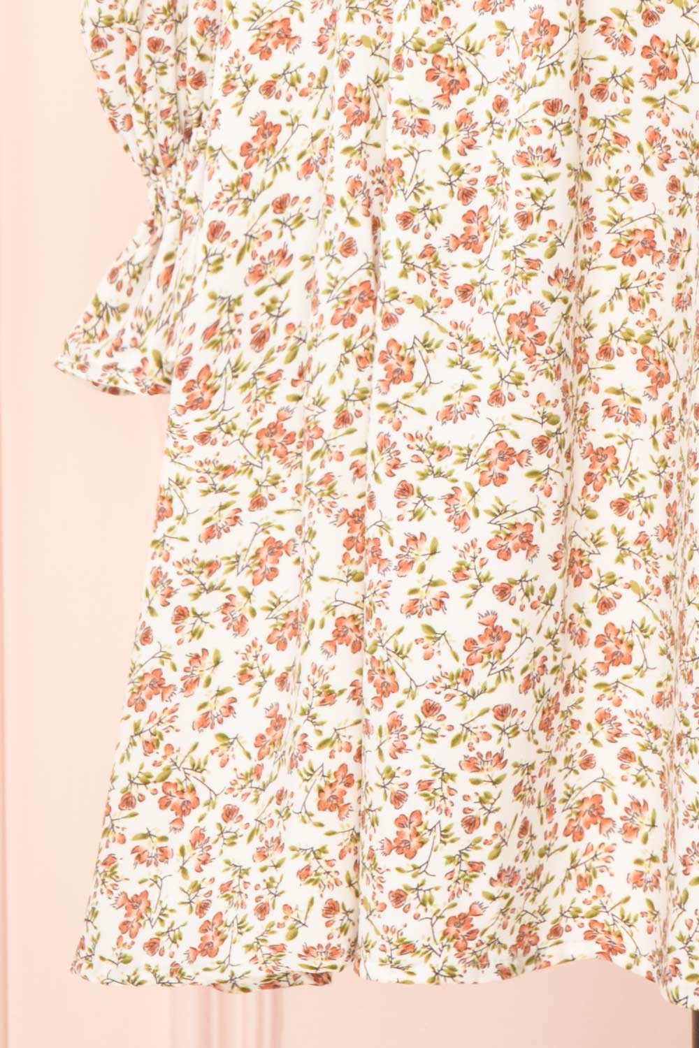 Pirkko White Long Sleeve Floral Short Dress | Boutique 1861  bottom 