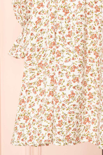 Pirkko White Long Sleeve Floral Short Dress | Boutique 1861  bottom