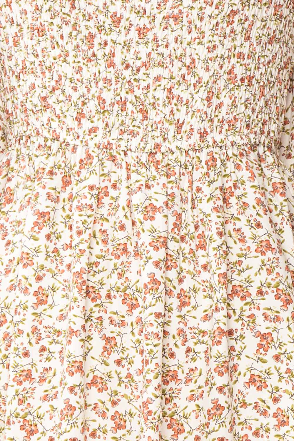 Pirkko White Long Sleeve Floral Short Dress | Boutique 1861  fabric 