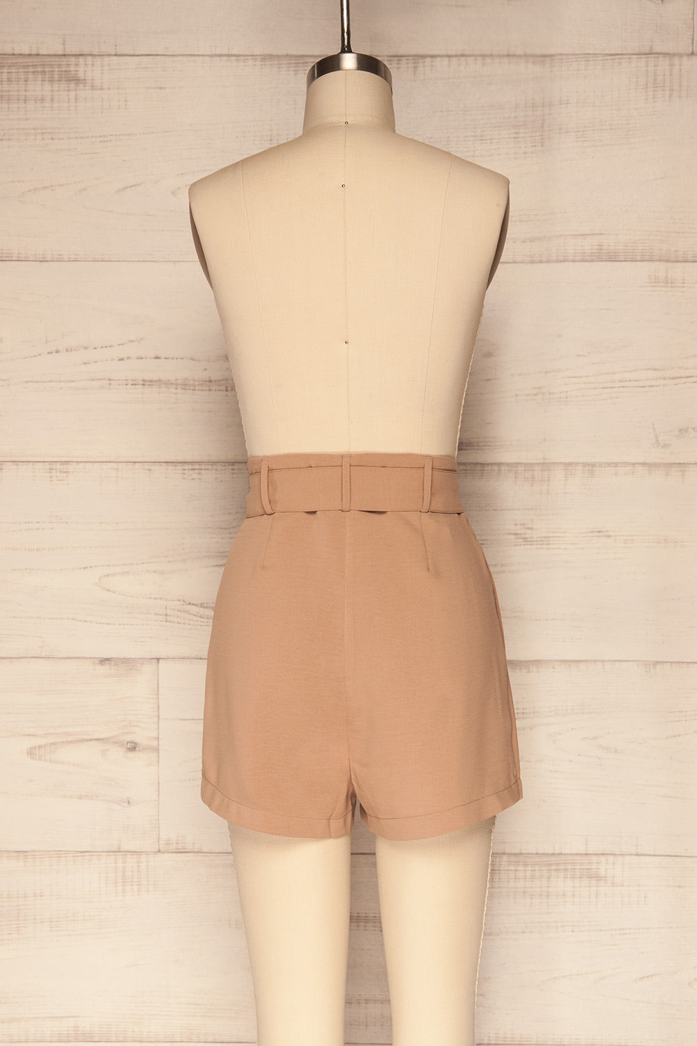 Pitesti Beige High Rise Shorts | La Petite Garçonne back view 