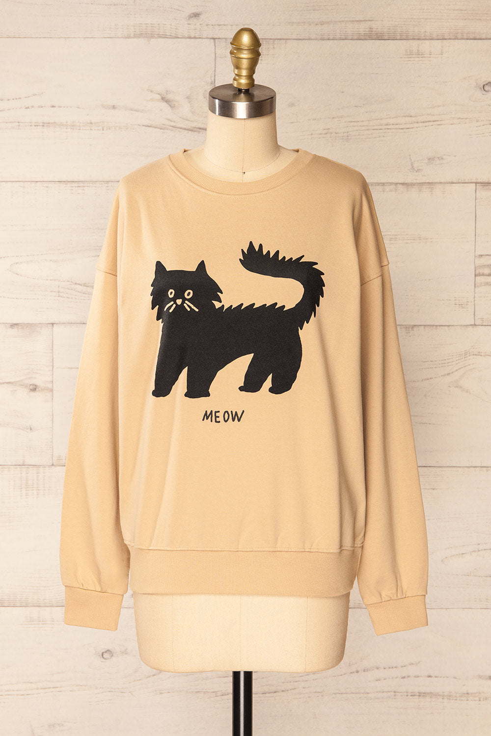 Pittsburgh Crewneck Sweatshirt w/ Cat Print | La petite garçonne front view 