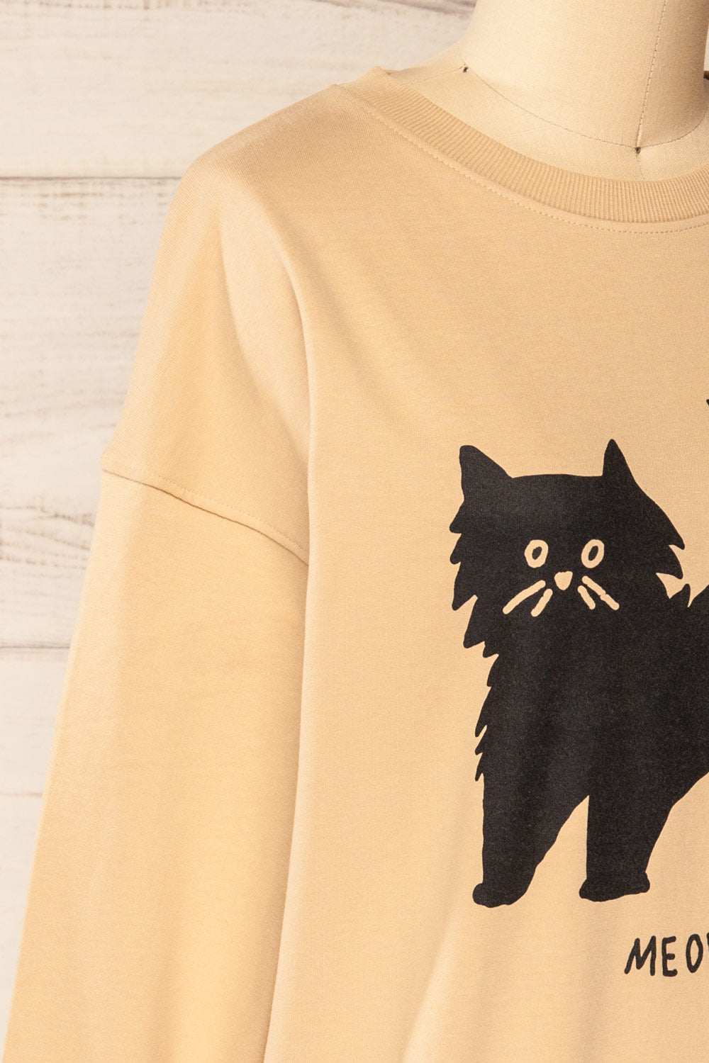 Pittsburgh Crewneck Sweatshirt w/ Cat Print | La petite garçonne side close-up