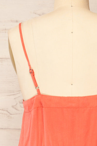 Plagjia Coral Short Dress w/ Pockets | La petite garçonne back close-up