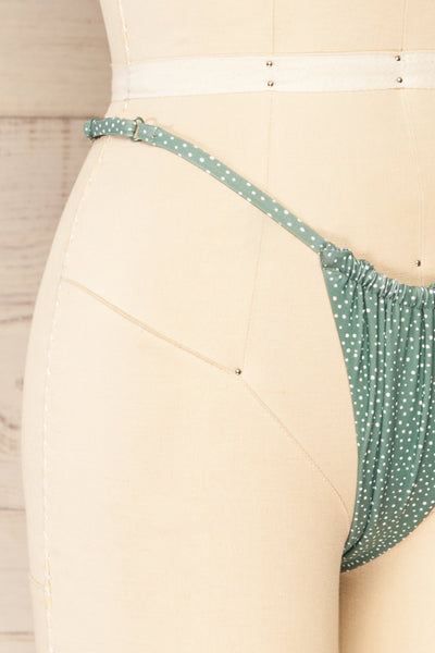 Pleszew Adjustable Polka Dot Bikini Bottom | La petite garçonne side close-up