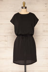 Plone Black Short Sleeve Drawtring Dress | La petite garçonne front view