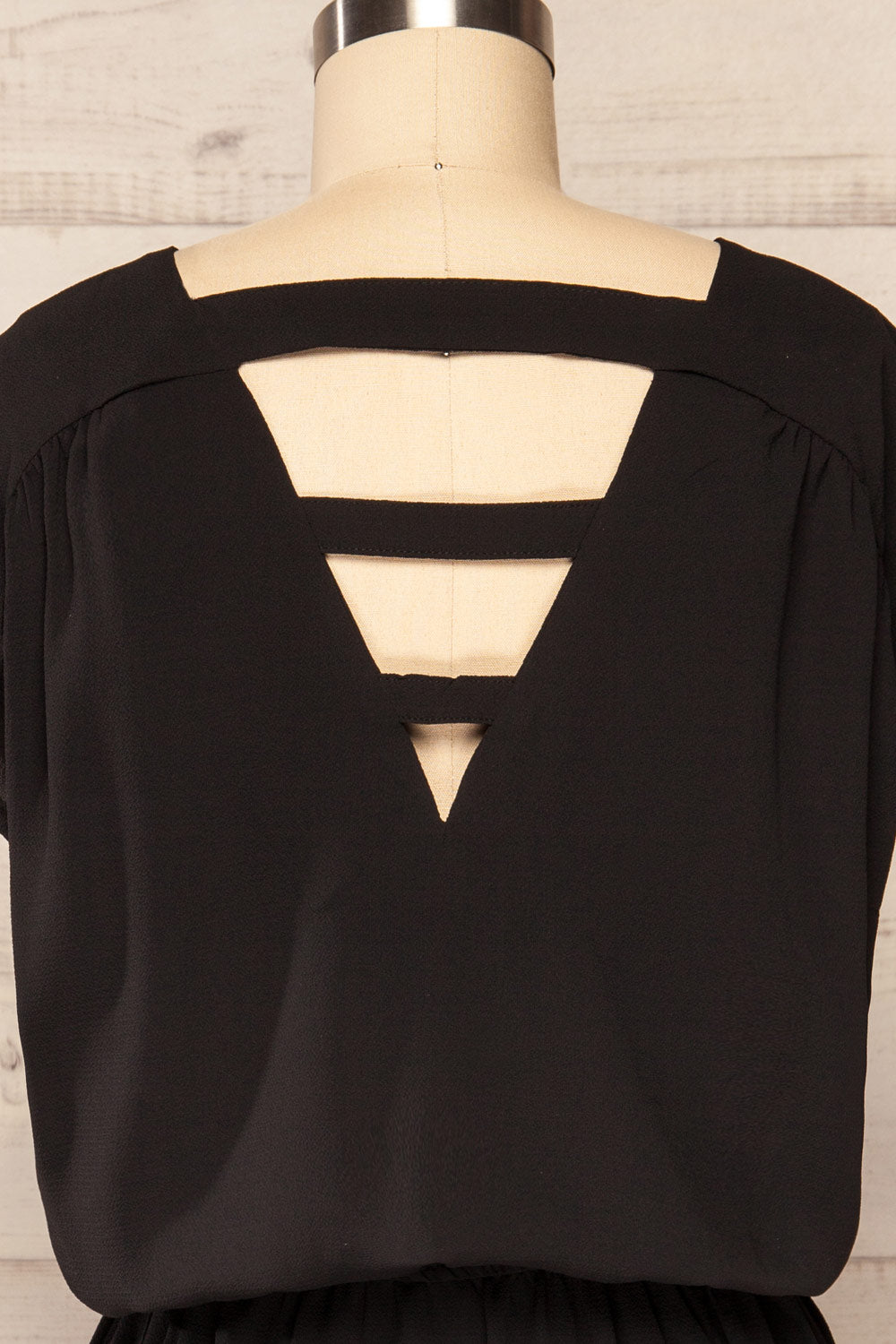 Plone Black Short Sleeve Drawtring Dress | La petite garçonne back close up