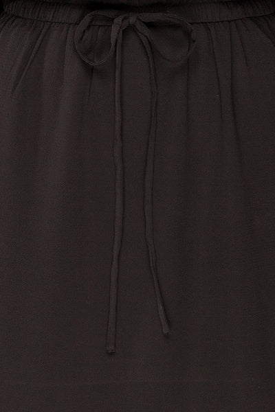 Plone Black Short Sleeve Drawtring Dress | La petite garçonne fabric