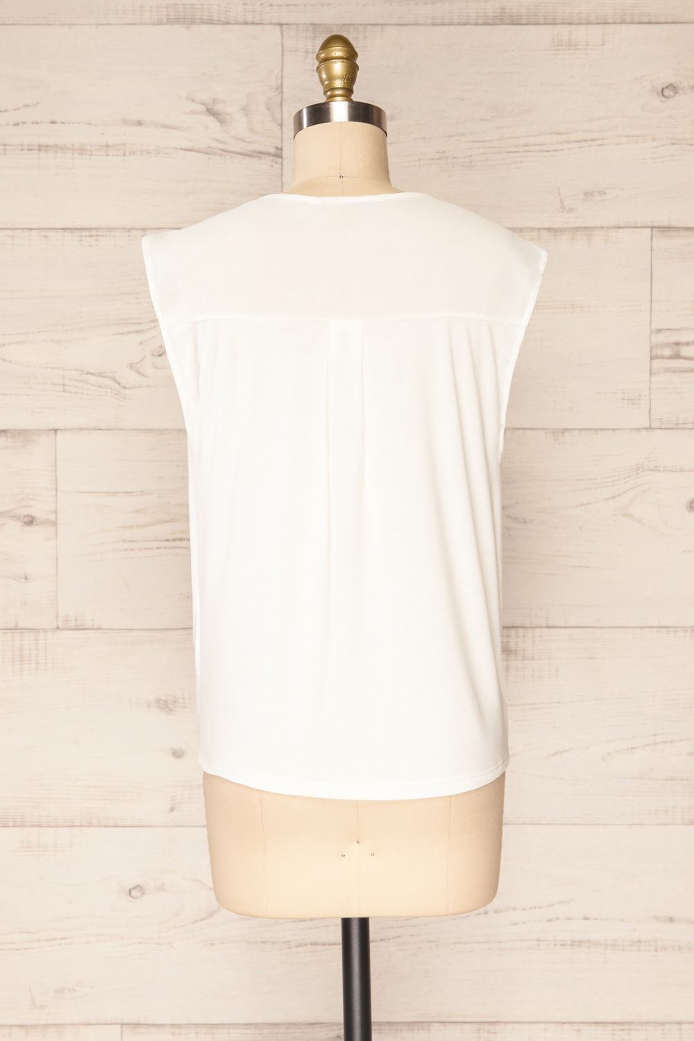 Plonsk White Sleeveless V-Neck Blouse | La petite garçonne back view