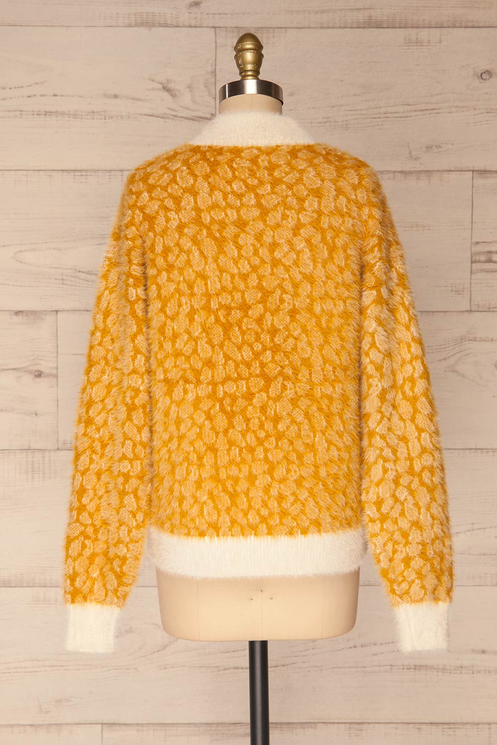 Polanica Yellow Fuzzy Knit Sweater | La petite garçonne back view 