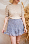 Preveza Blue Floral Ruffle Mini Skirt | La petite garçonne model
