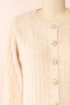 Polikin Beige Button-Up Cardigan | La petite garçonne front close-up