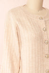 Polikin Beige Button-Up Cardigan | La petite garçonne side close-up