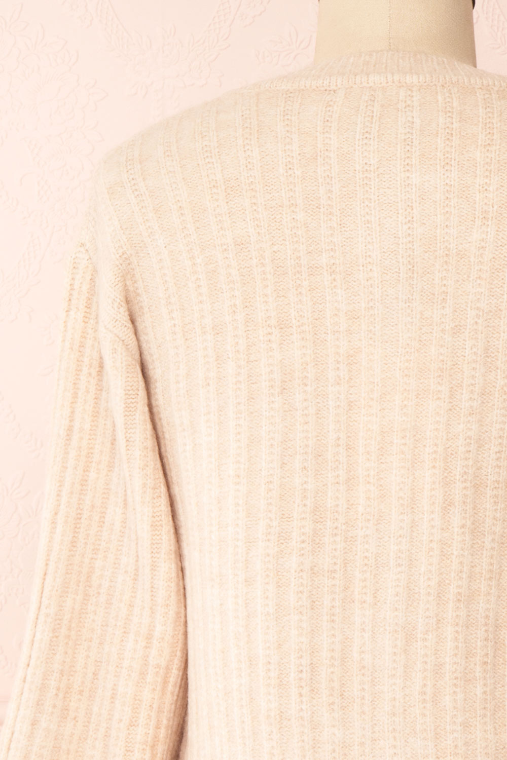 Polikin Beige Button-Up Cardigan | La petite garçonne back close-up