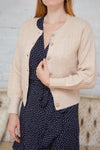 Polikin Beige Button-Up Cardigan | Boutique 1861 model close up