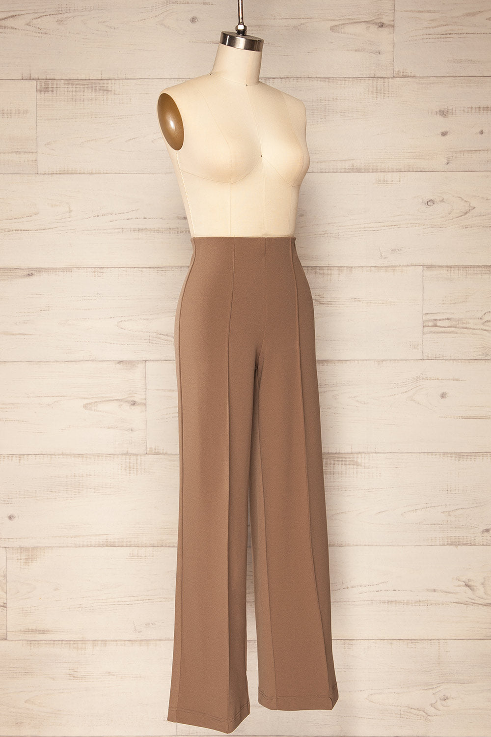 Polise Taupe High-Waisted Wide-Leg Pants | La petite garçonne side view