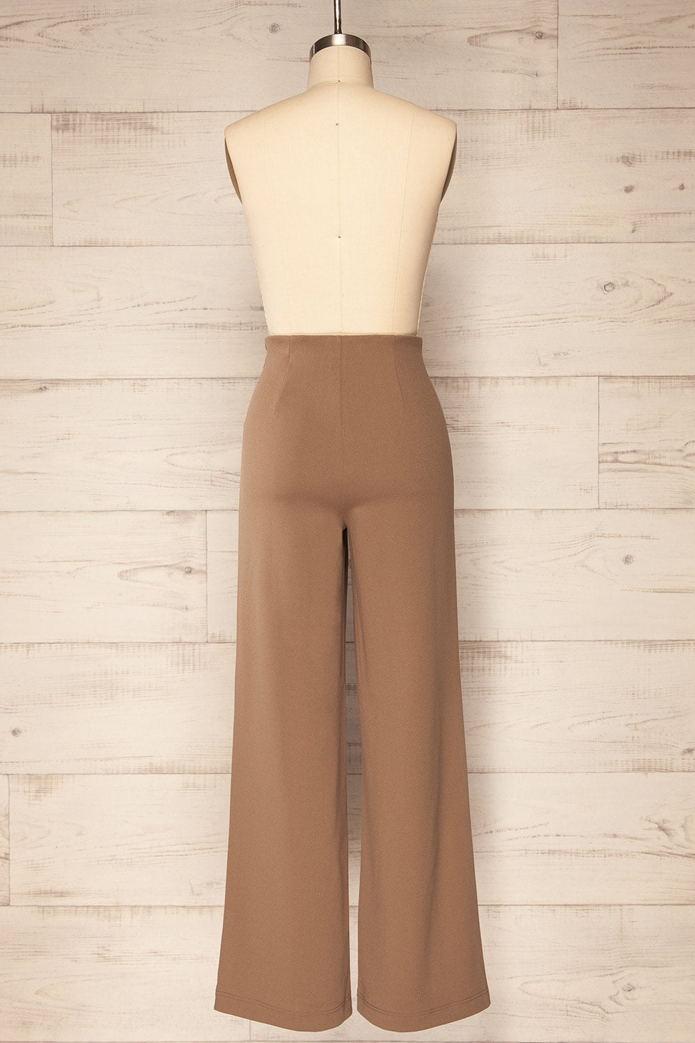 Polise Taupe High-Waisted Wide-Leg Pants | La petite garçonne back view